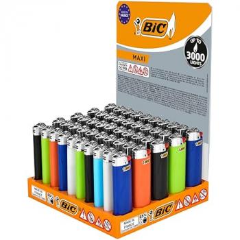 BIC Reibrad Feuerzeuge Maxi, farblich bunt sortiert, 50er Display